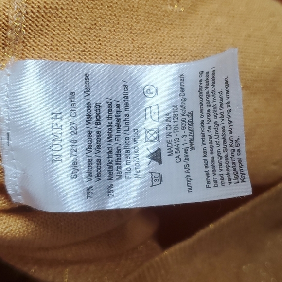 Anthropologie Numph Gold Glitter Knit Retro Cardigan Size Medium - Picture 5 of 7